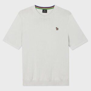 Paul Smith: Grey Organic Cotton Zebra Logo Short-Sleeve Sweater (Size: L)